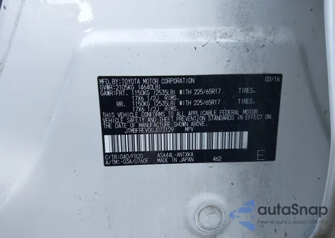 2016 Toyota Rav4 Le z USA, uszkodzony, nr VIN JTMBFREV0GJ073129